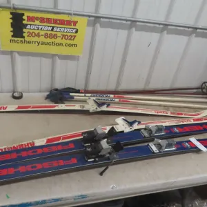 2 Sets of Skis  and Poles 'Fischer' & 'Trak No Wax' 
