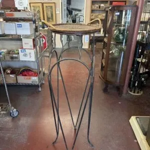 EXTRA TALL METAL & WICKER PLANT STAND, 16" X 55"