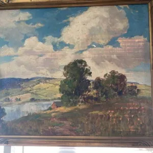 ANTIQUE LANDSCAPE OIL ON CANVAS PAINTING,