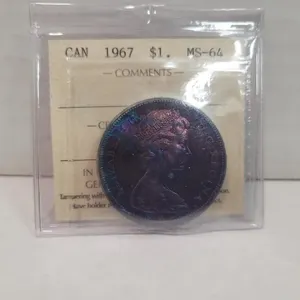 Graded MS-64 superbly Toned 1867/1967 Silver