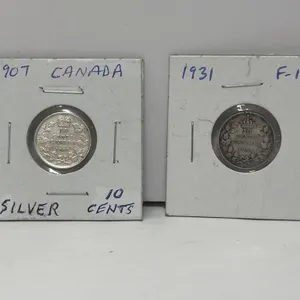1907 Silver 10 Cents, 1931 Silver 10 Cents