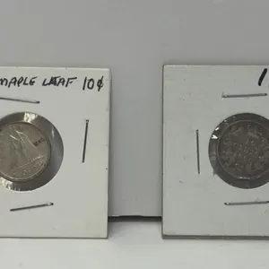 1888 Silver 10 Cents, 1947 Maple Leaf Silver 10