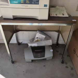 Small Rolling metal stand/desk 32x18x26 contents