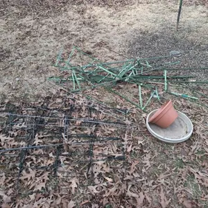 Tomato cages and plastic pots