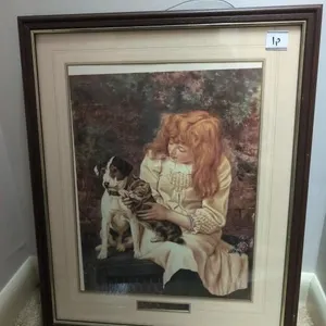Lady and pets picture 18x22