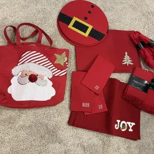 Santa tote, holiday linens, place mats, cloth