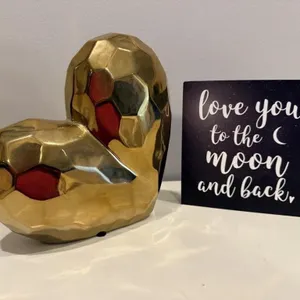"Love You to the Moon & Back" sign, gold heart