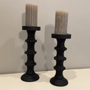 Black candlesticks (2), candles