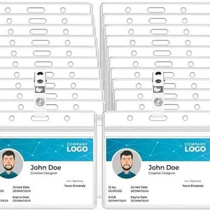 100 Pcs Plastic Badge Holders with Clip, 100 mm x 60 mm, Model X003YPLDRX