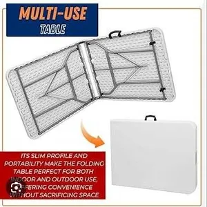 Folding Plastic Table with Integrated Handle and Locking Mechanism