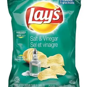 Lay's Salt and Vinegar Chips, 40 Individual 40g Bags
