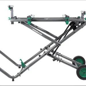 Metabo HPT Miter Saw Stand, Fold and Roll, Large 8-Inch Rubber Wheels, Heavy-Duty Tubular Steel Cons