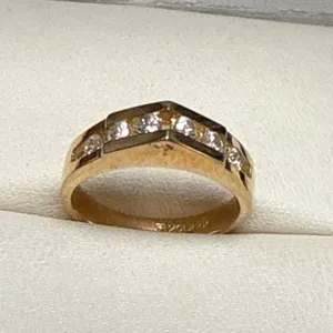 14K Gold Band With 1.0 Carat Bezel Set Diamonds