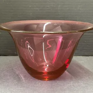 Cranberry Glass Bowl Signed