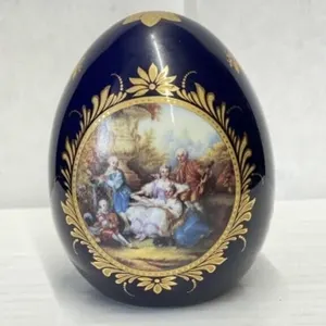 Limoges Cobalt Blue Porcelain Egg