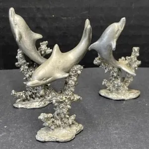 3 Pewter Dolphin Figurines