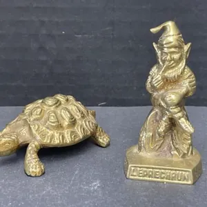 Brass Leprechaun & Turtle Figures