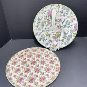 2 Royal Tudor Ware Chintz Cake Plates, 1 with
