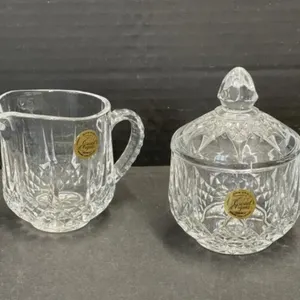 Crystal Creamer & Covered Sugar Bowl