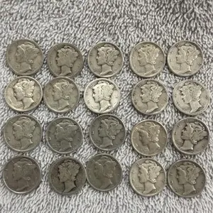 20 Mercury Dimes 90% silver