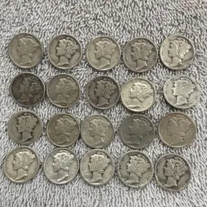 20 Mercury Dimes  90% silver