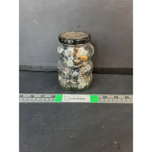 Glass Teddy Bear Jar of Buttons 5.5"