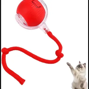 Rolling Ball Dog Toy w Rope