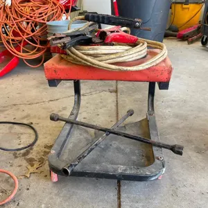 Shop Stool, Jumper Cables & Lug Nut Wrench