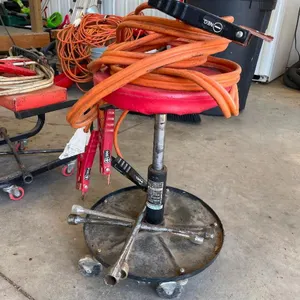 Shop Stool, Jumper Cables & (2) Lug Nut Wrenches
