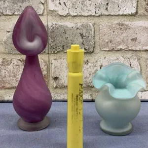 (2 PCS) FROSTED ART GLASS VASES
