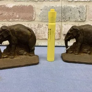 PAIR OF BRASS ELEPHANT BOOKENDS