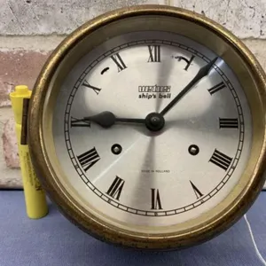VINTAGE VETUS SHIP'S BELL BRASS WALL CLOCK