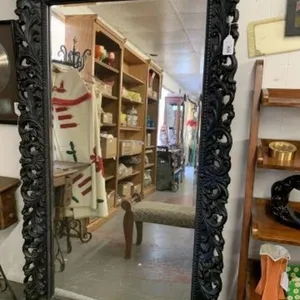 LARGE ORNATE FRAMED BEVELED WALL MIRROR