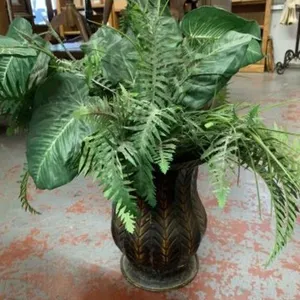 FAUX PLANT IN METAL CONTAINER