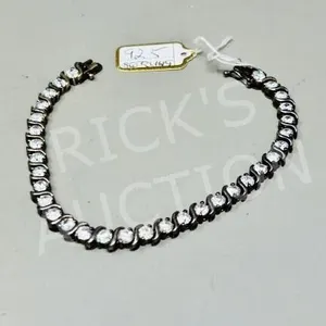 sterling & clear stone bracelet - 7" long