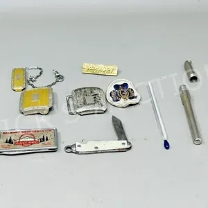 buckles, knives, money clips, nurse thermometer