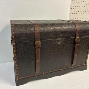 Retro leather covered trunk. 24” x 13.5” x 16.5” H