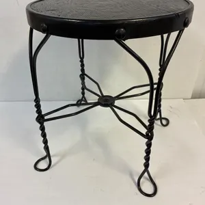 Twisted metal stool. 18” high. Plywood seat