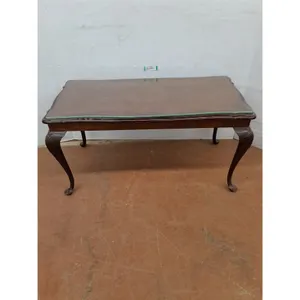 * Vintage Mahogany "Queen Anne" Coffee Table w/Glass Topper - 39x20x20" - Cannot Ship