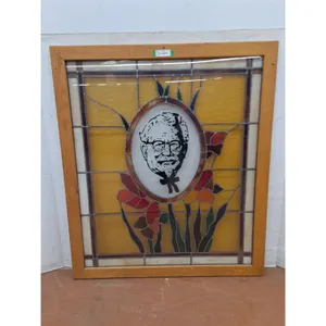 # Vintage Wood Framed Stained Glass KFC's "Colonel Sanders" Wall Decor - 40" x 46" - Cannot Ship