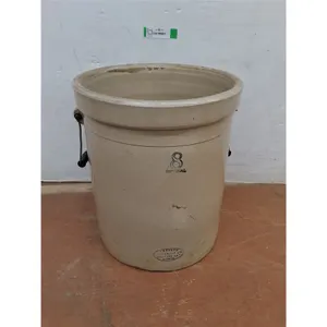 # Vintage Medalta #8 Stoneware Pickle Crock - 17" High x 14.5" Diameter - PICK UP ONLY