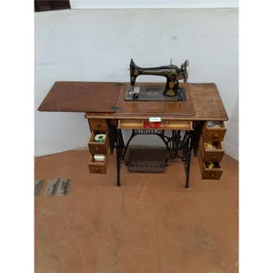 *Antique Singer Sewing Machine Table w/Contents - 36x17x30" Closed - Cannot Ship
