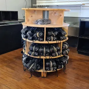 Wooden Display Rack With Brunswick Adult Bowling Shoes in Various Sizes