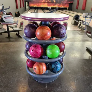Brunswick Bowling Ball Rack with (18) Bowling Balls