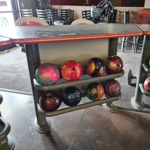 Brunswick Bowling Alley Table and Chair Set with Ball Rack & 8 Bowling Balls