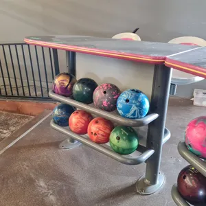 Brunswick Bowling Alley Table and Chair Set with Ball Rack & 8 Bowling Balls