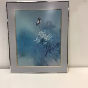 Artwork of a bird on a stick artist “David Lee 78” 20.25”w x 24.25”h