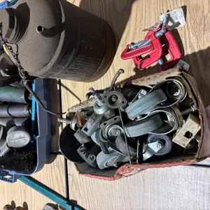 Dolly wheels, gauges, gas can etc