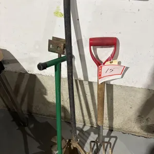 Hand tools, fork, post hole digger, edger