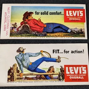 PAIR OF VINTAGE INK BLOTTERS LEVI'S LEVI STRAUSS DENIM WESTERN COWBOY